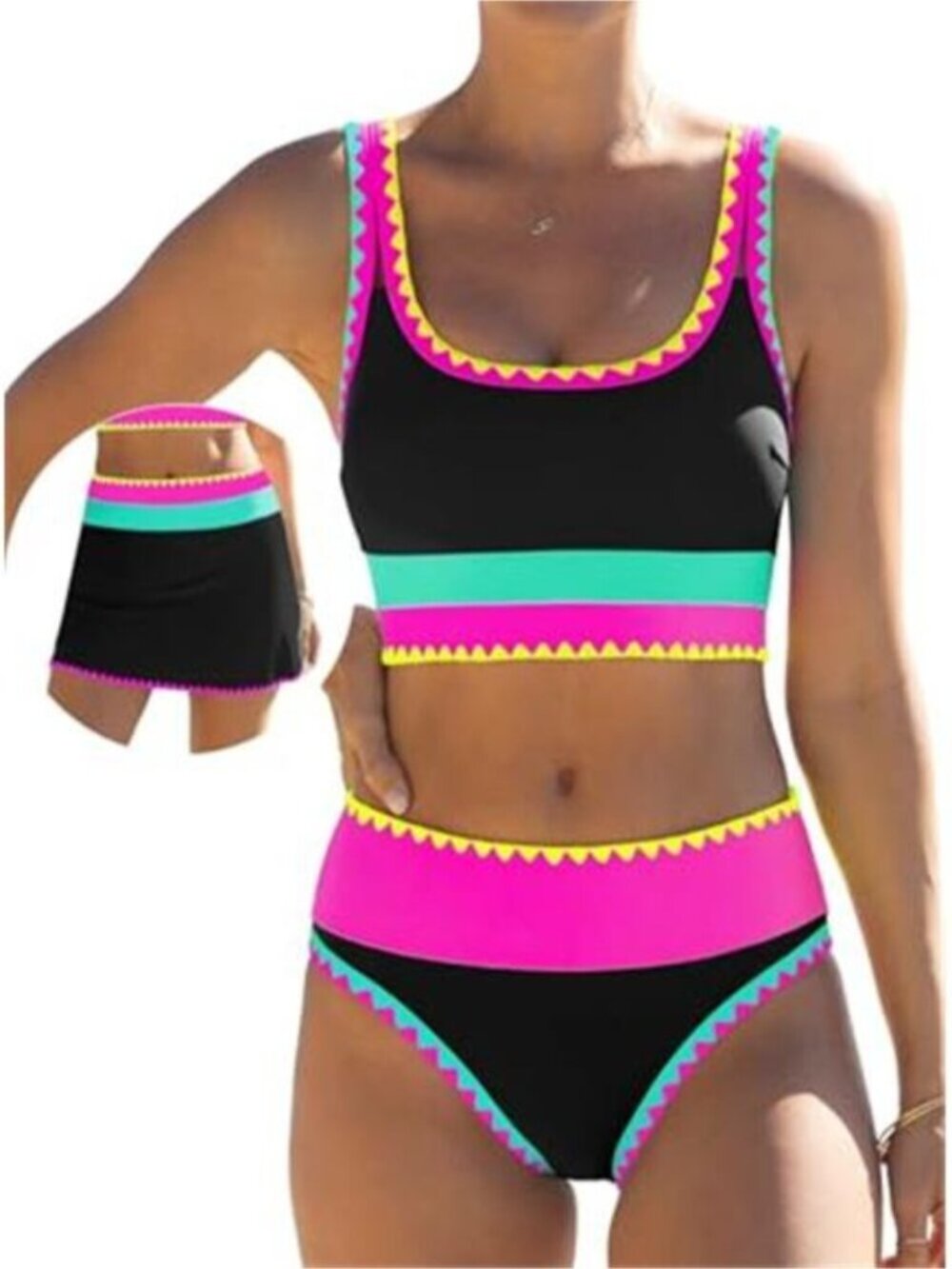 Women's 3 Piece High Waisted Bikini Set Tummy Control Swimsuits